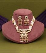 Rani & green color matte gold rajwadi temple necklace set