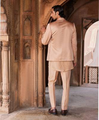 Rosebrown hand embroidered work linen silk raina jacket set 2