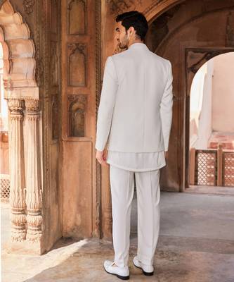 Ivory hand & machine embroidery work tokyo suiting israt jacket set 2