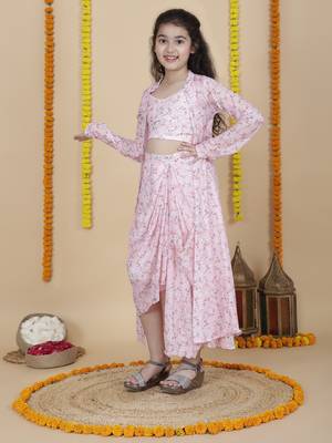 Cutiediva Girls designer skirt and top with shrug set 3