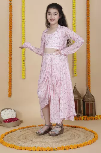 Cutiediva Girls designer skirt and top with shrug set