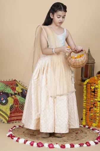Girls wedding embroidered skirt top and dupatta set