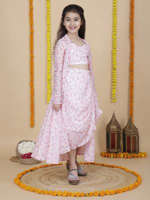 Cutiediva Girls designer skirt and top with shrug set 4