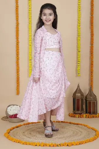 Cutiediva Girls designer skirt and top with shrug set