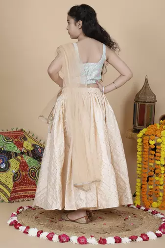 Girls wedding embroidered skirt top and dupatta set