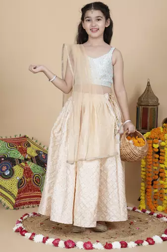 Girls wedding embroidered skirt top and dupatta set