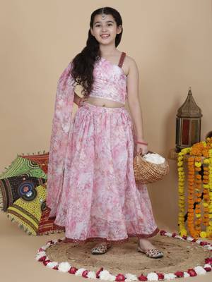 Girls wedding top and skirt set in pink ( pack of 2 ) 3