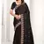 Black Zari Resham Embroidered Satin Saree With Matching Blouse