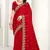 Red Zari Resham Embroidered Satin Saree With Matching Blouse