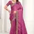 Magenta Zari Resham Embroidered Satin Saree With Matching Blouse