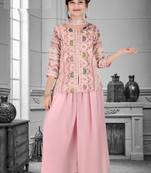 Aura Pink Heavy Embroidery Work Jacket Palazzo Set