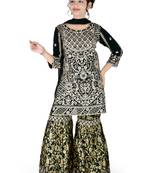 Aura Heavy Embroidery & Stone Hand-work Green Farsi Jacquard Sharara Set
