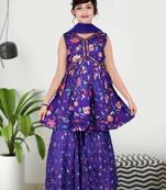 Blue Art Silk Sharara Set for Kids