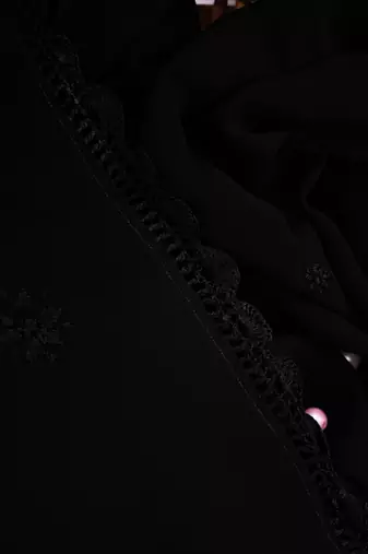 Hand Embroidered Black Georgette Lucknowi Chikankari Stole