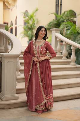 Pink Designer Kurti Duptta With sharara Embroidery Zari Sequins Work 3