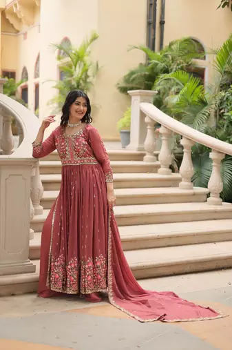 Pink Designer Kurti Duptta With sharara Embroidery Zari Sequins Work