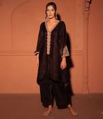 Chocolate brown velvet kaftan set