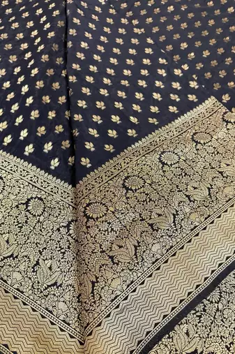 Black color silk blend saree with blouse