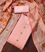 peach modal swaroski work work unstitched dress material