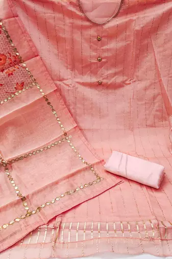 peach modal swaroski work work unstitched dress material