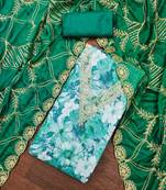 green viscose banarasi handwork unstitched dress material