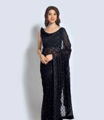 Women embellished georgette sequinned saree