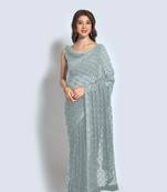Women embellished georgette sequinned saree