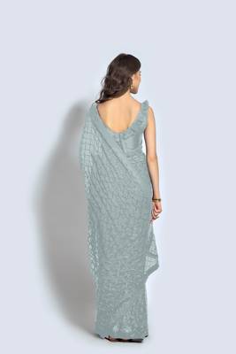 Women embellished georgette sequinned saree 3