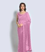 Women embellished georgette sequinned saree