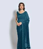 Women embellished georgette sequinned saree