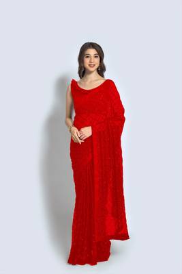 Women embellished georgette sequinned saree 1