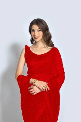 Women embellished georgette sequinned saree 4