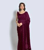 Women embellished georgette sequinned saree