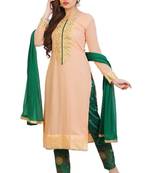 Peach embroidered georgette unstitched salwar suits