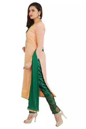 Peach embroidered georgette unstitched salwar suits