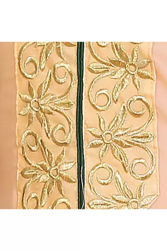 Peach embroidered georgette unstitched salwar suits