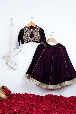 Wine gota embroidered ghaghra set 1