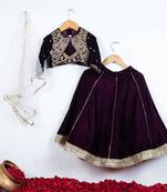 Wine gota embroidered ghaghra set