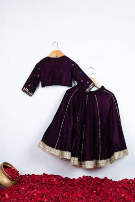 Wine gota embroidered ghaghra set 3