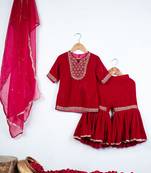 Rani pink velvet sharara set