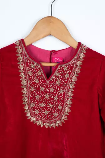 Rani pink velvet sharara set