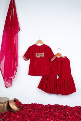 Rani pink velvet sharara set 3