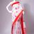 White lychee silk saree with red motifs & border