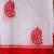 White lychee silk saree with red motifs & border