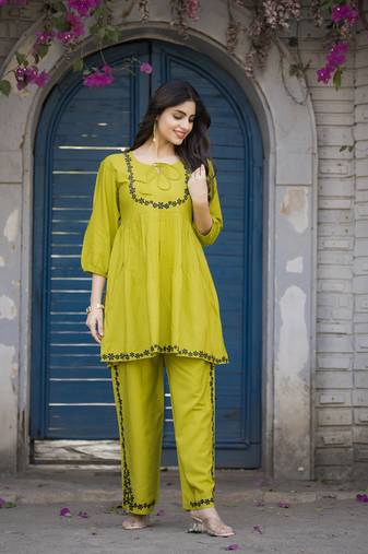 Women Rayon Comfortable and Stylish Kurta & Palazzo Set