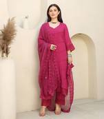 Magenta bloom cotton gauze suit set
