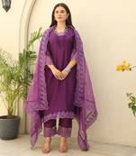 Purple gemstone elegance chanderi suit set