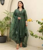 Emerald elegance chanderi suit set