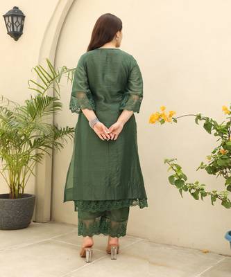 Emerald elegance chanderi suit set 4