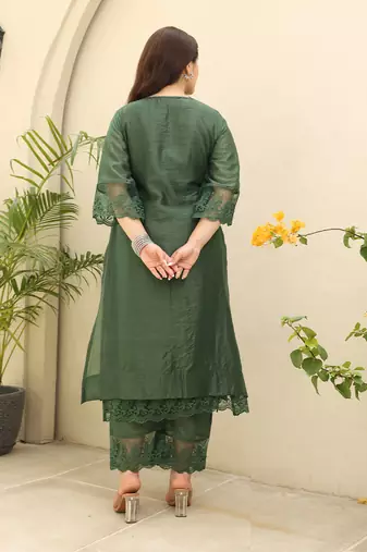 Emerald elegance chanderi suit set